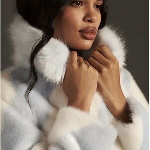 Maeve White and Light Blue Fur Coat